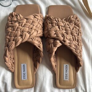 Steve Madden Tan Basket-Weave Sandals